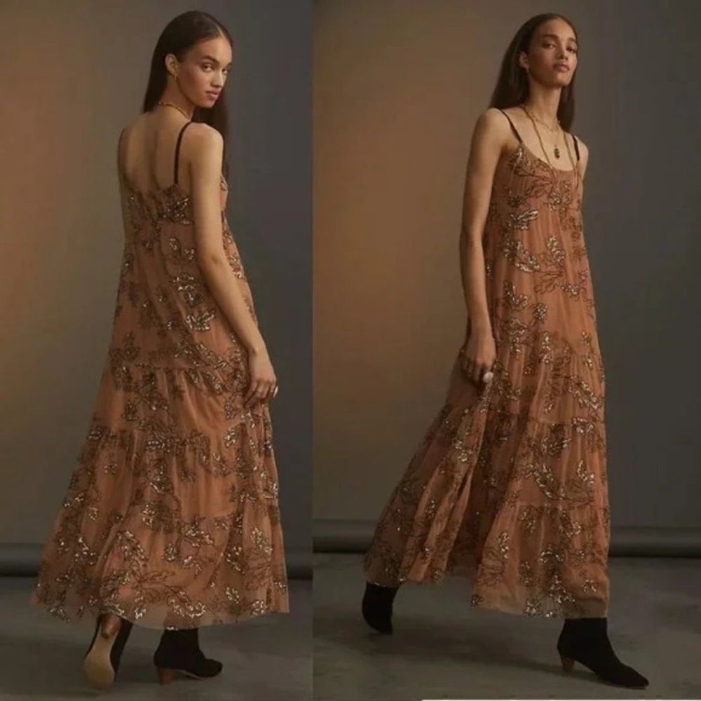 Anthropologie Maeve Sequined Tulle Maxi Dress Size XXS - Picture 14 of 14